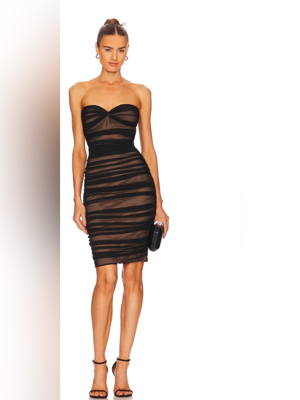 Norman Kamala Black Sheer Strapless Midi Dress Size Medium